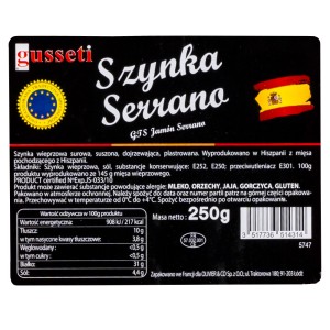 Szynka Serrano plastry 250g Gusseti